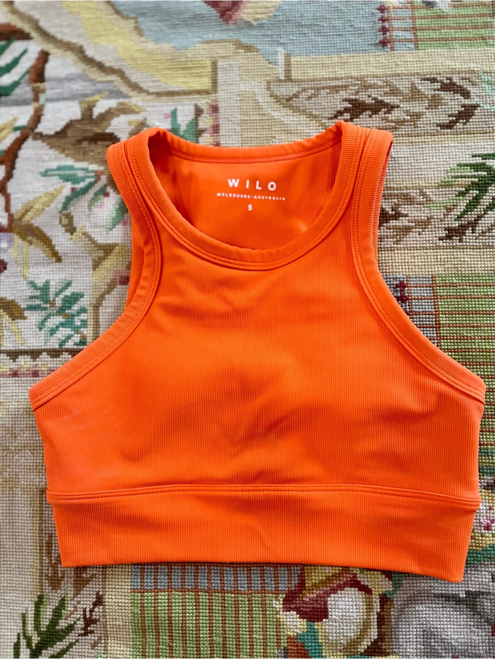 WILO The Label Women's Orange Ribbed Crop Tank